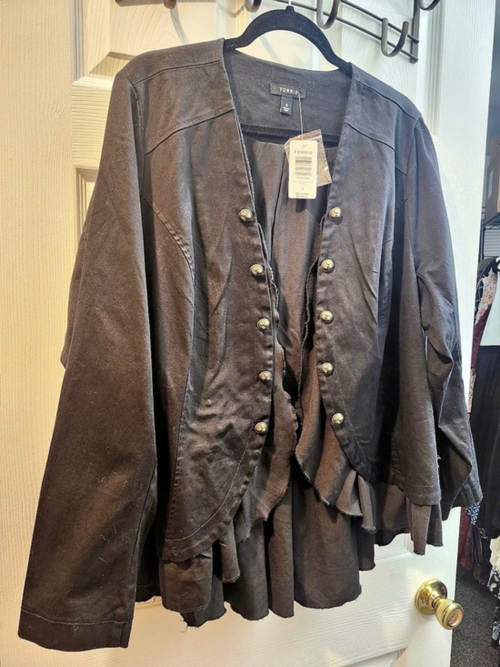 Torrid Military Style Peplum Jacket Black, Torrid 3 = 3X